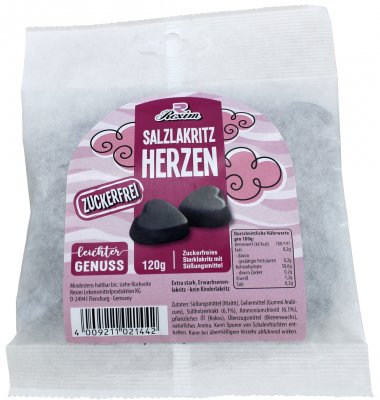 Rexim - Saltlakritshjärtan - Sockerfritt - 120g