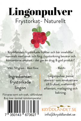 Lingonpulver - Frystorkat - 50g