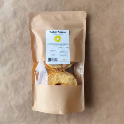 Torkade Ananasringar - Osötade - 200g